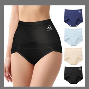 4 Pairs XXL Women's High-Waisted Postpartum Support Shapewear Panties